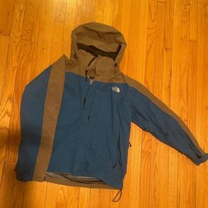 Men’s large north face shell jacket in turquoise and taupe